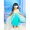 Frozen Elsa Lace White Blue Snowflakes Short Sleeve Party Dress C005